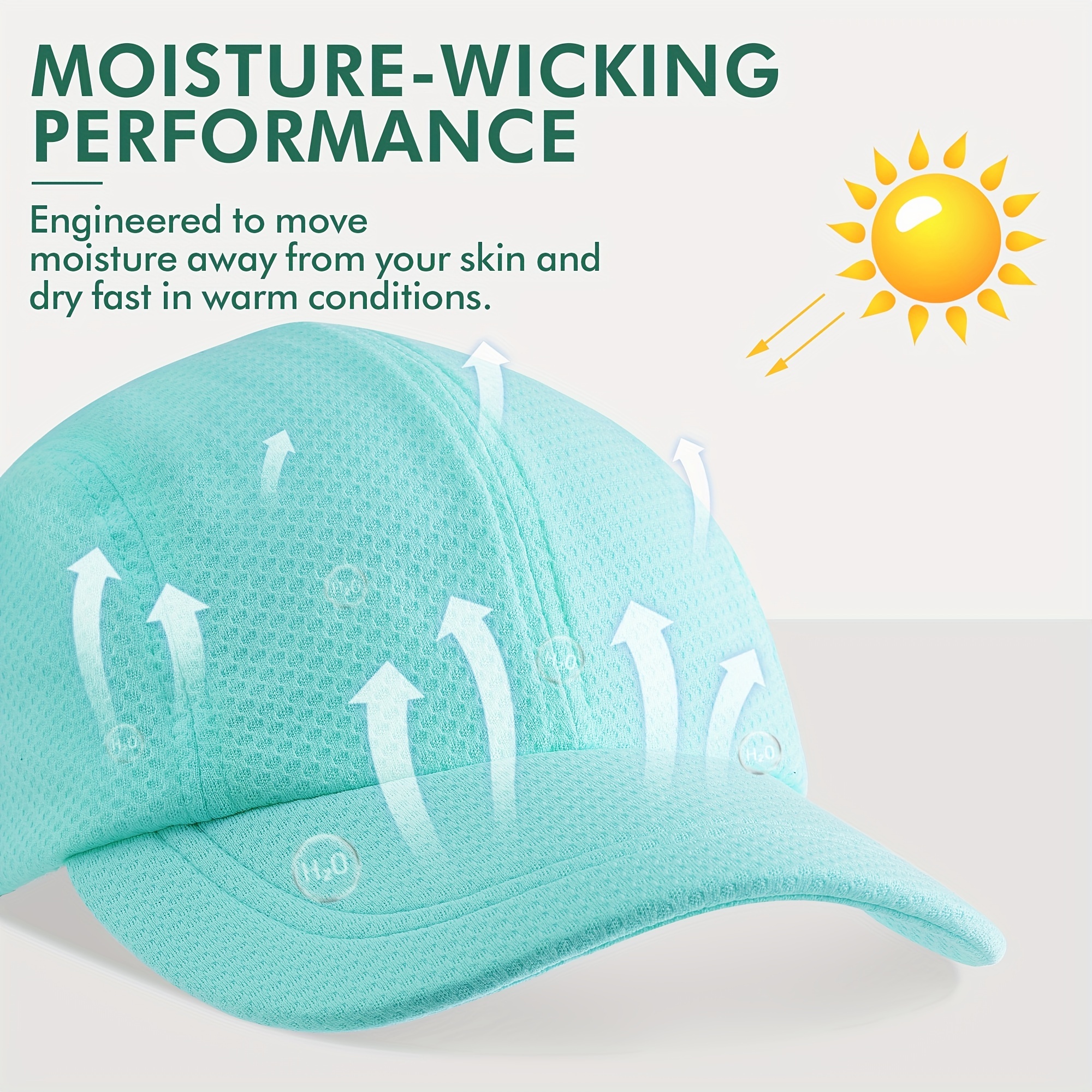 Quick Drying Baseball Cap Mesh Breathable Sun Hat Adjustable Lightweight