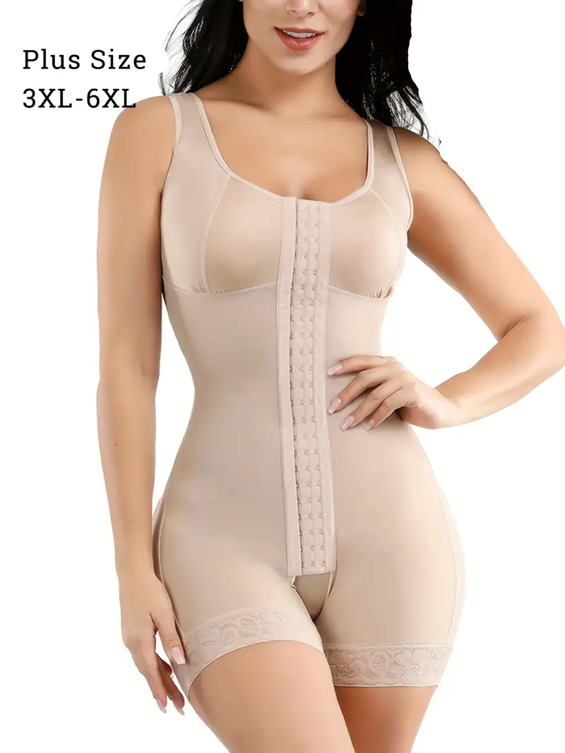 Women's Sexy Shapewear Bodysuit, Plus Size Lace Trim Open Crotch  Compression Slimmer Body Shaper, Check Out Today's Deals Now
