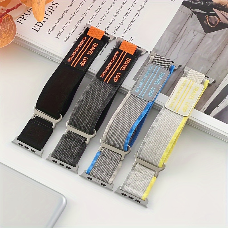 

Trail Loop For Watch Ultra 2 Band 49mm 44mm 40mm 45mm 41mm 38mm 42mm Nylon Leather Bracelet Iwatch Series Se 7 6 5 3 8 9 Strap, Black,black Gray,yellow Beige,blue Gray