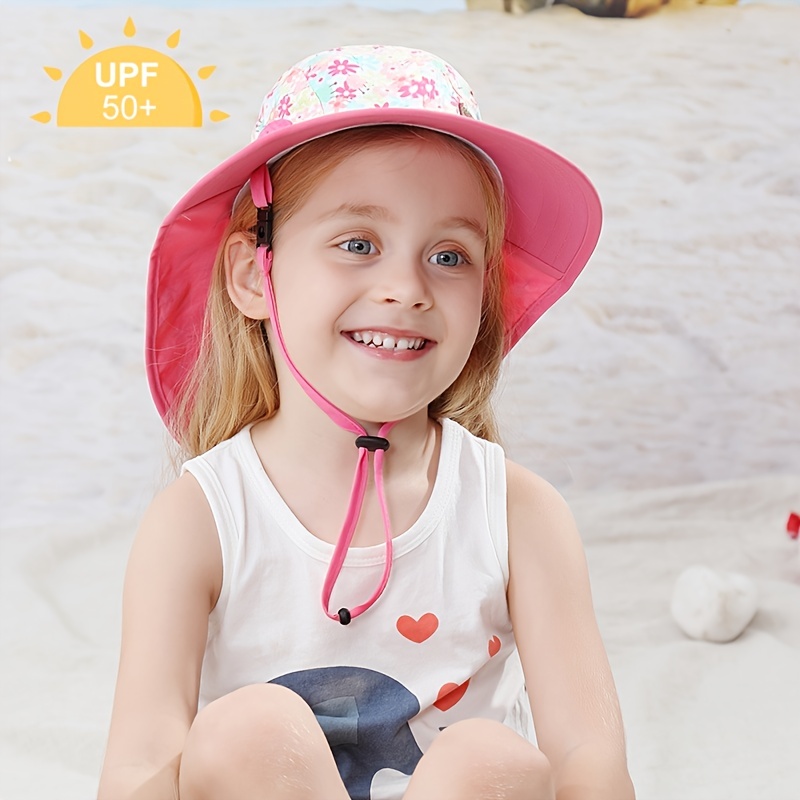 Kids Floral Bucket Hat Breathable Drawstring Cape Hat Wide - Temu