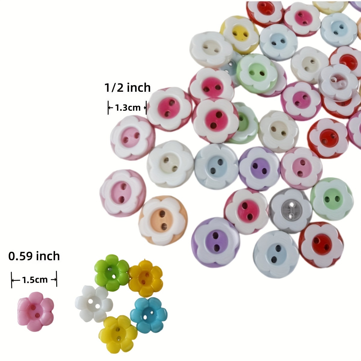 100/150pcs Round Flower Buttons, Plastic Sewing Buttons For Sewing Arts &  Crafts Decoration