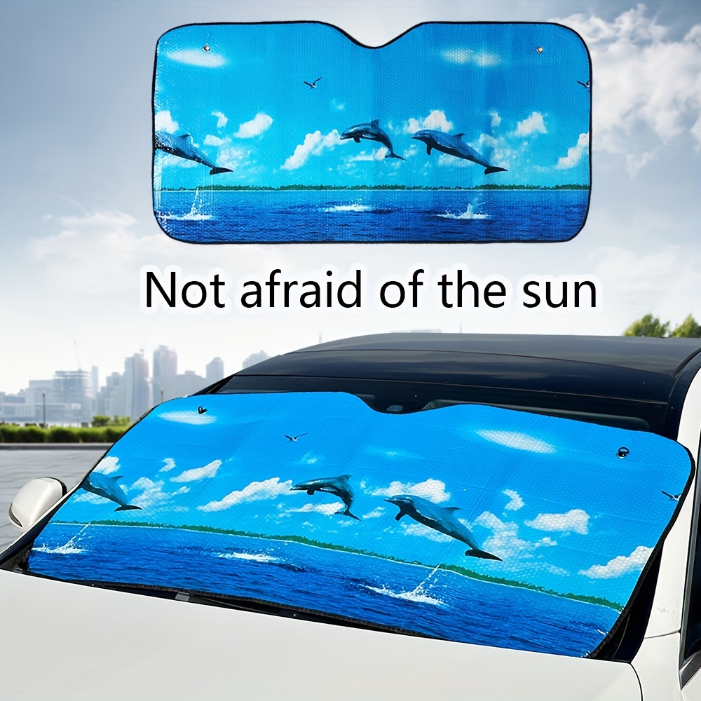 Car Summer Sun Gear Window Sun Protection Heat Insulation Car Interior  Front Windshield Sun Visor Sun Shade Blue Printing Blackout Pad