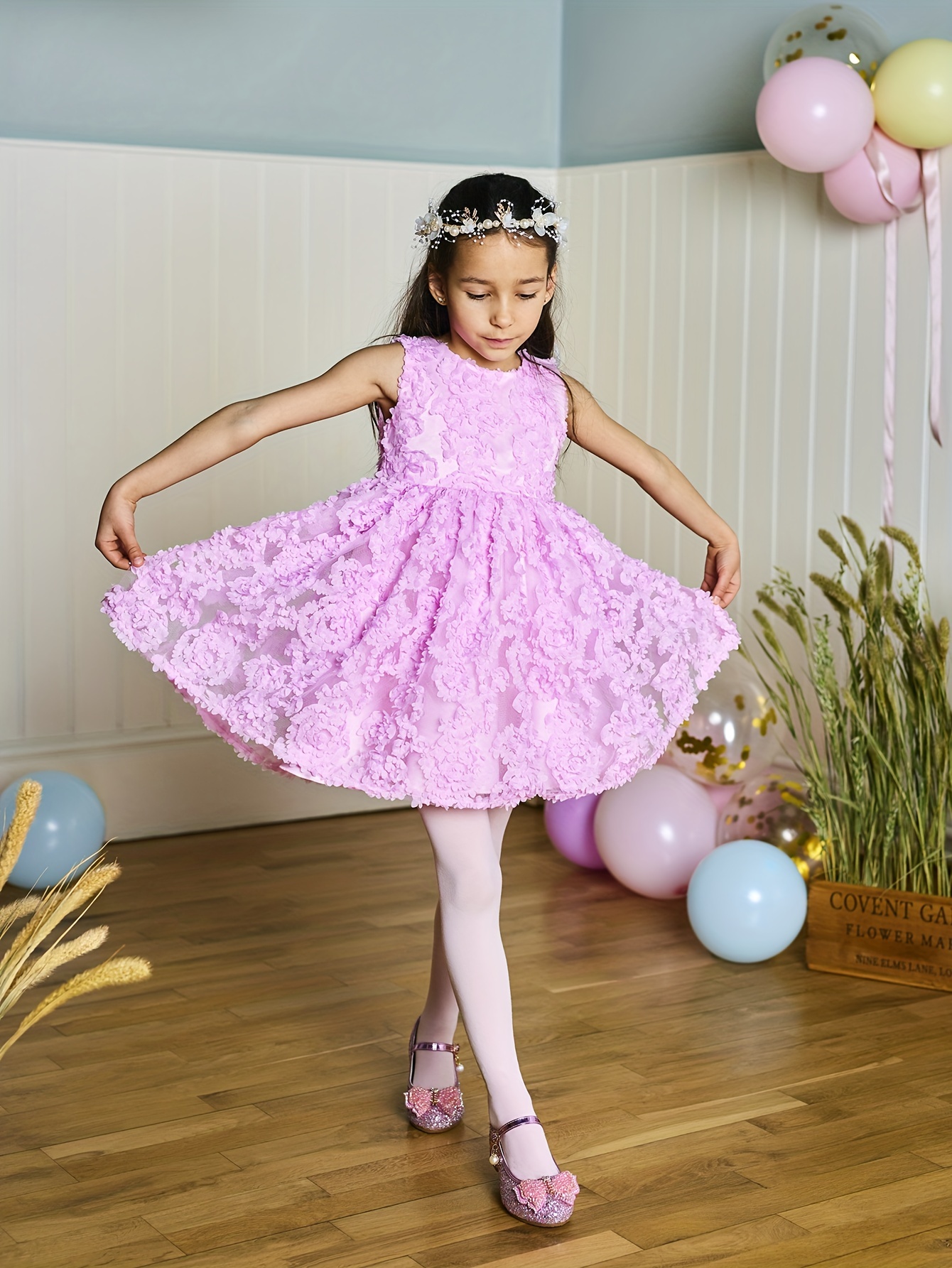 Vestidos de fiesta con estampado floral para niñas, vestido de fiesta  formal de princesa para niños