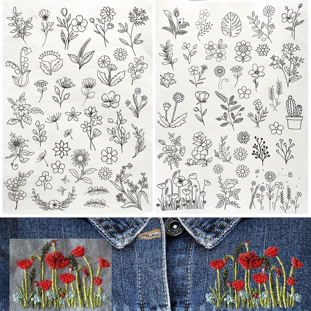 

1pc/2pcs A4 Flower Pattern Embroidery Water Soluble Graph Liner Paper, Easy To Melt Backing For Embroidery, Clothing Box Bag Embroidery Base