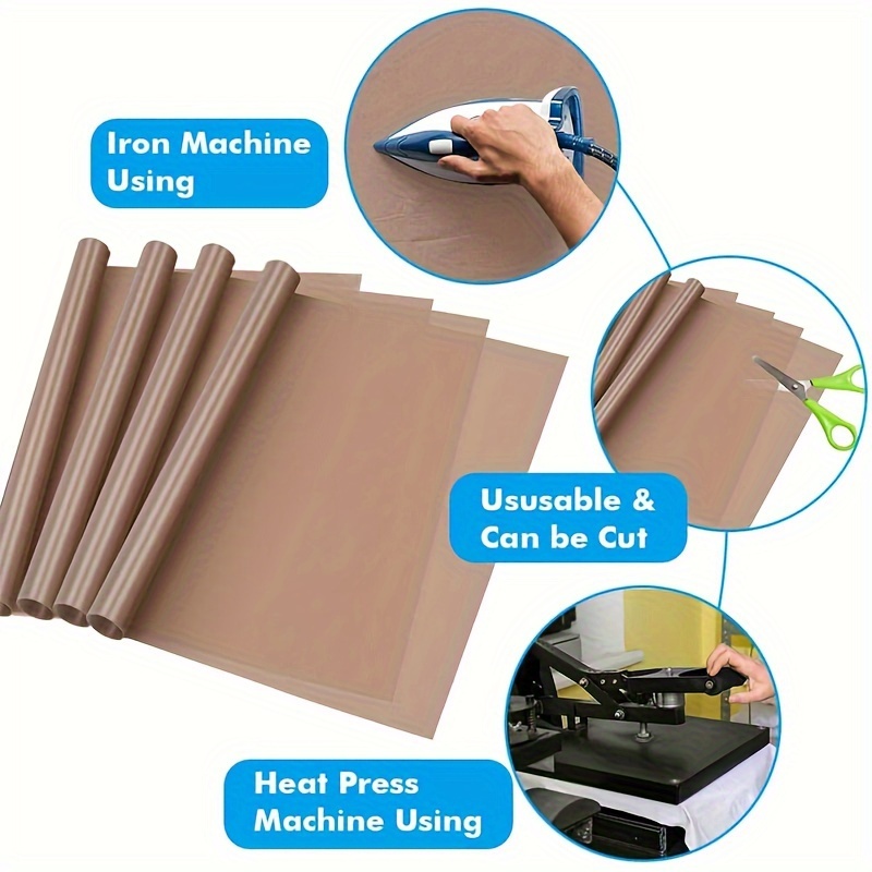 White Teflon Sheet for Heat Press - 3 Pack Non Stick Teflon Sheets 12 x 16  Heat Transfer Paper Reusable Heat Resistant Craft Mat
