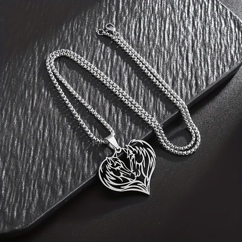 

Stylish Stainless Steel Heart Pendant Necklace - Hip-hop Rock Party Accessory, 's Gift