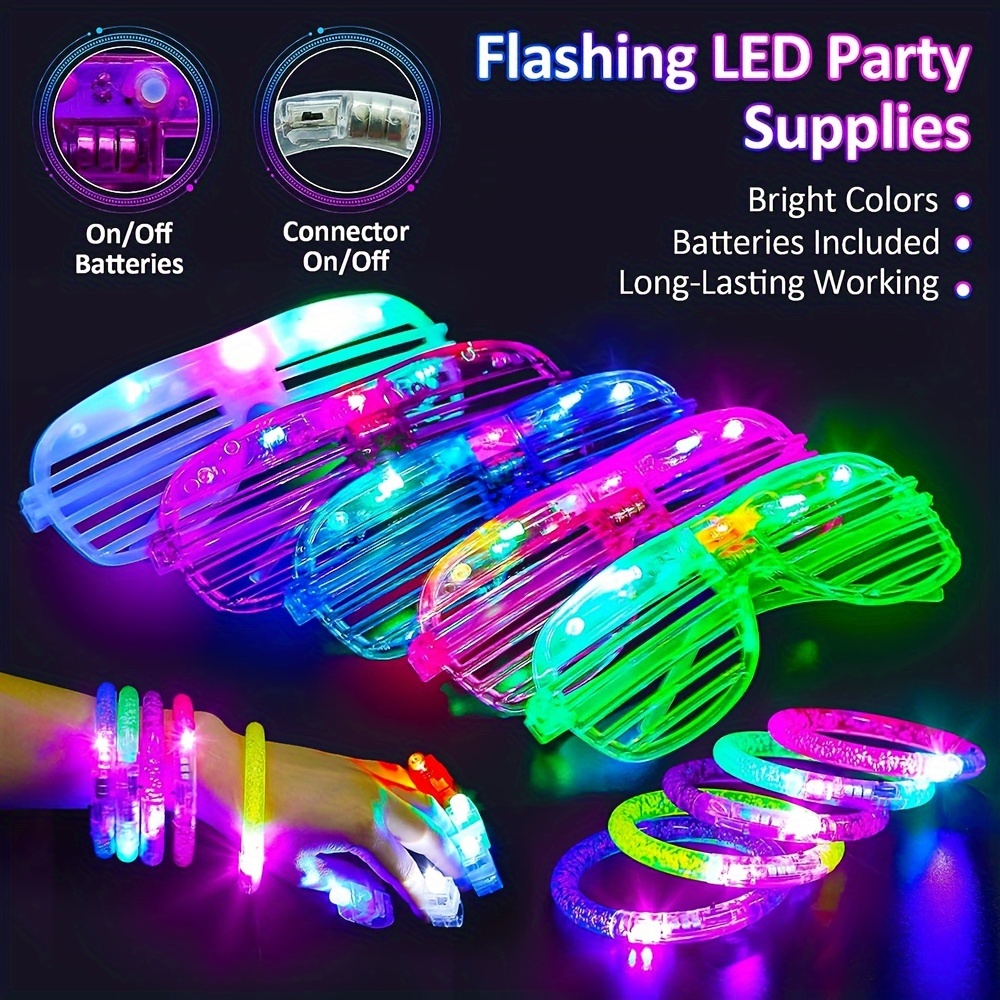 170 PCS Glow in the Dark Party Supplies for Kids, LED Light Up Toys Neon  Party Supplies with 30 Flashing Glasses, 100 Glow Sticks, 40 Finger Lights