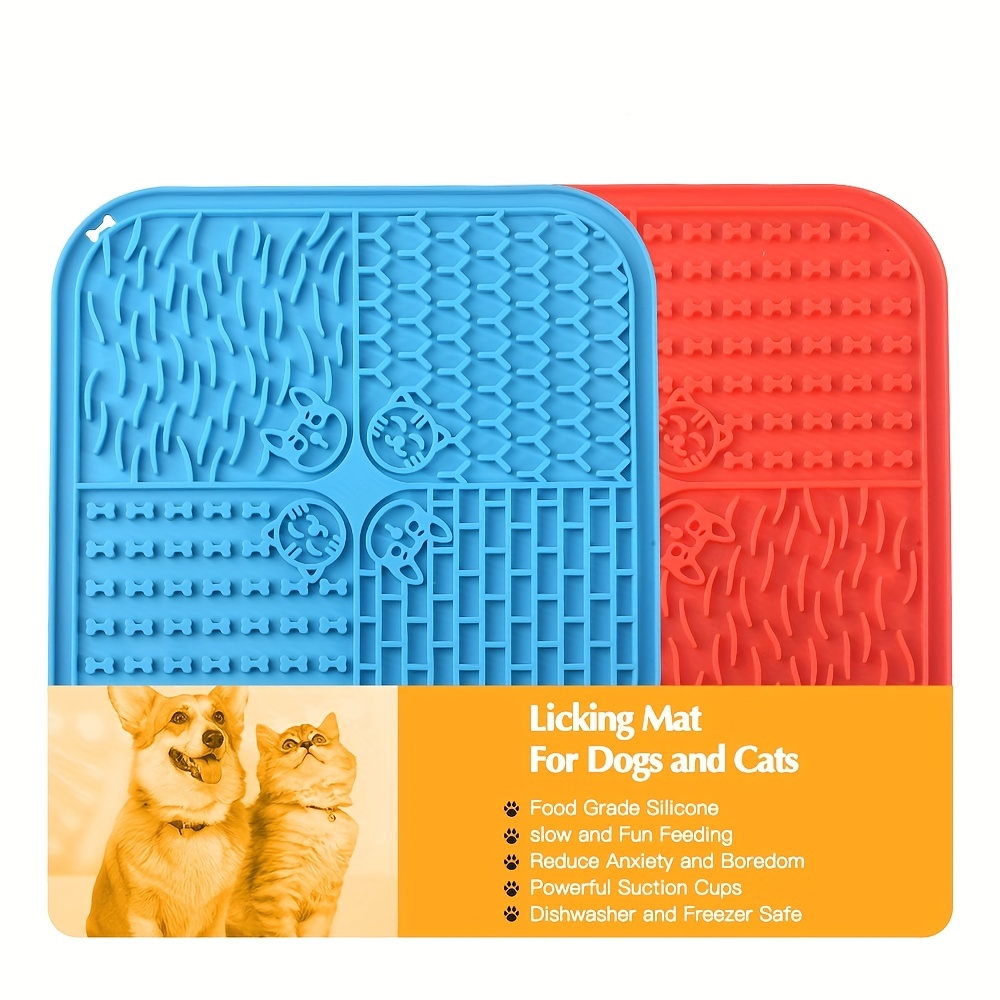 Dog Licking Mat, 2 Pcs Large Licking Mat for Dogs with Suction for Anxiety,  Peanut Butter Dog Licking Mat Slow Feeder Dispensing Treater Lick Pad with  Scraper 