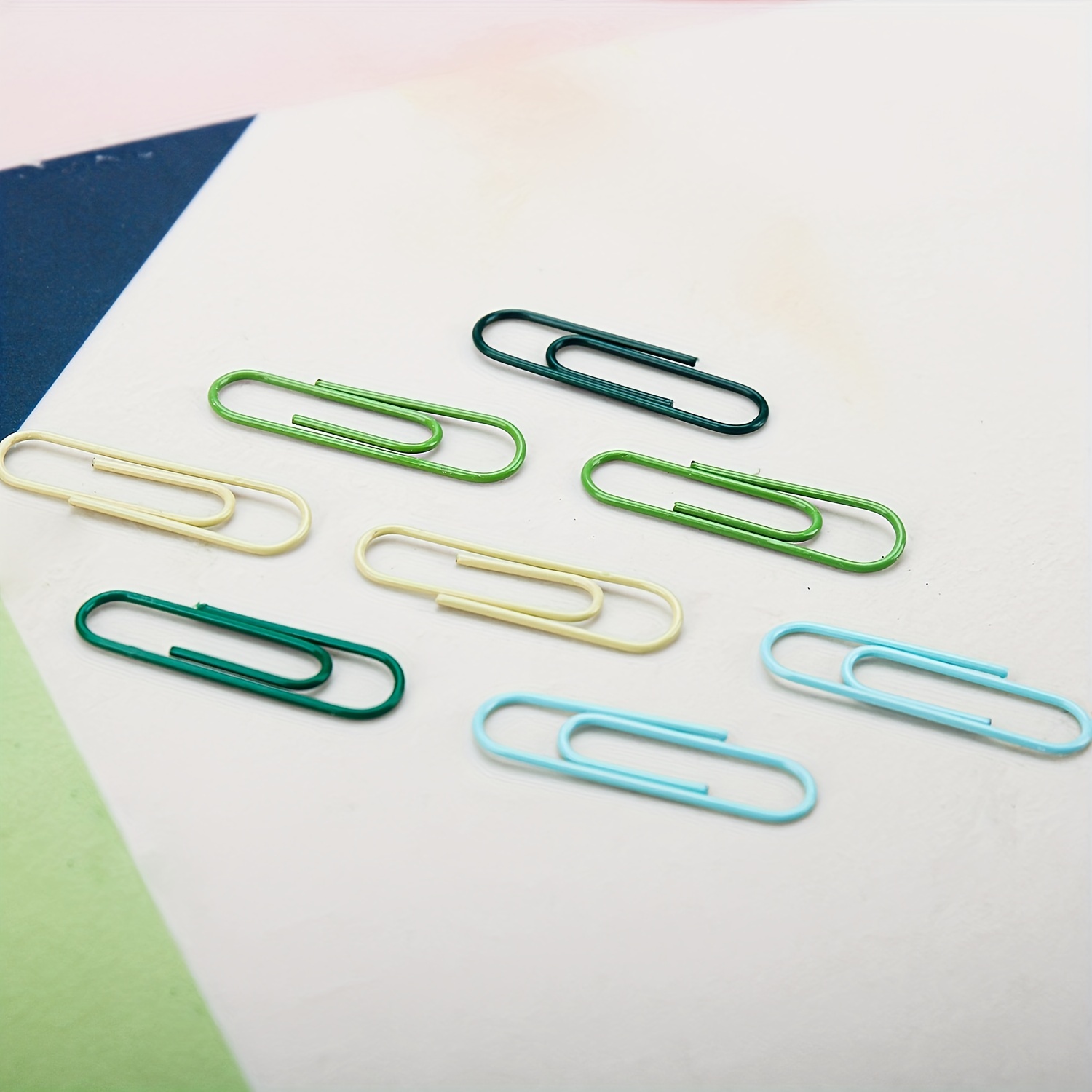 80 Colorful Iridescent Paper Clips for Desk Sparkle