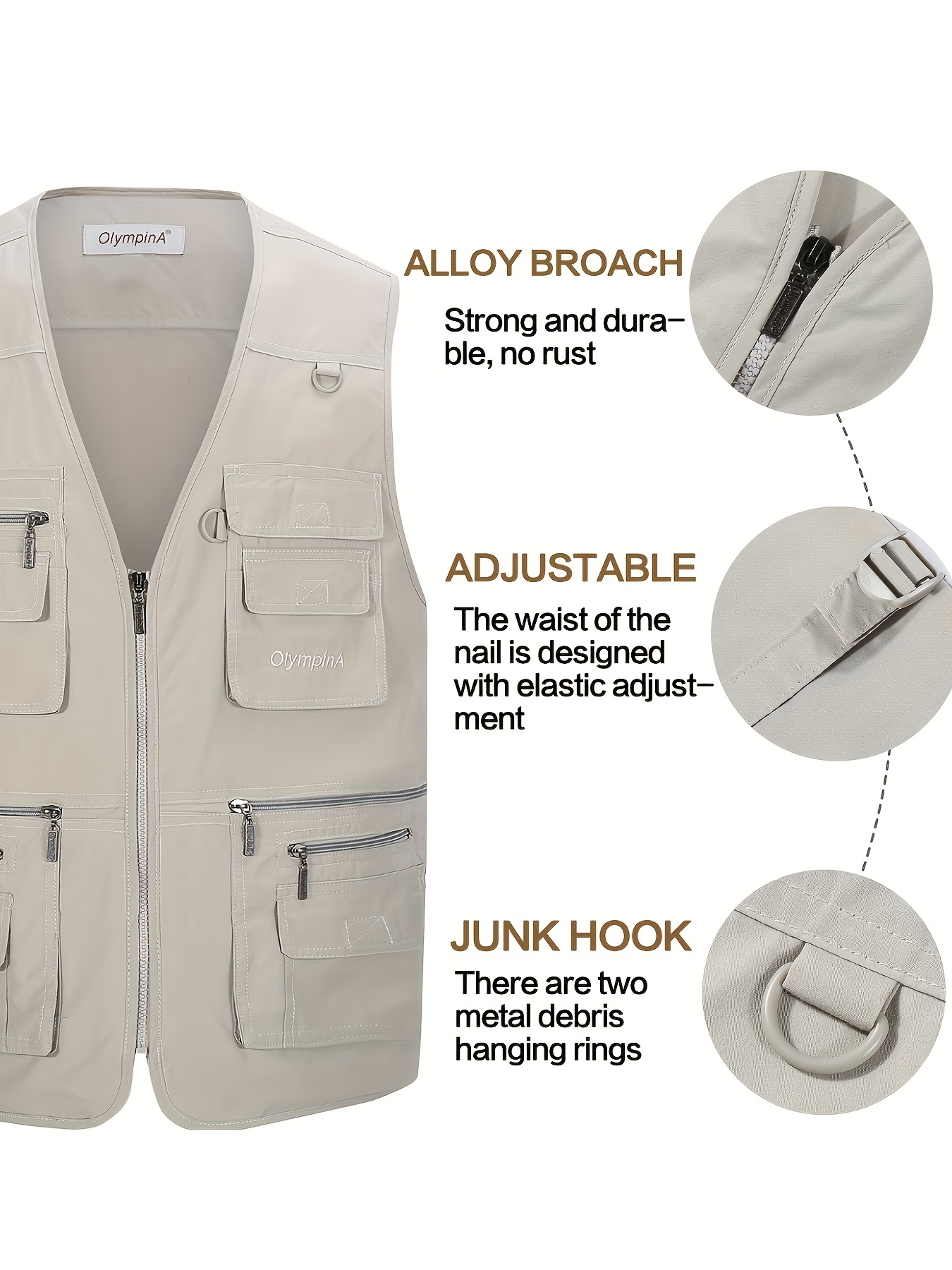 Men's Outerwear Vests Casual Outdoor Work Safari Fishing Vest Lightweight  Travel Photo Cargo Vest Jacket