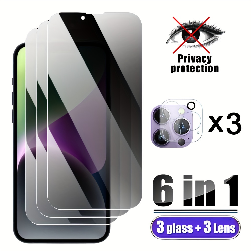 Paquete de 1 protector de pantalla de vidrio templado táctil 3D para iPhone  12 Pro Max (6.7 pulgadas) + 2 fundas de vidrio para lente de cámara