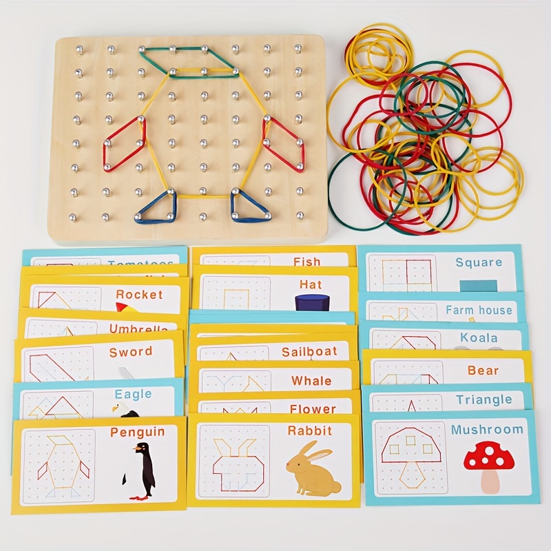 Puzzle Montessori Jouet Montessori Géoboard en Bois avec Cartes de