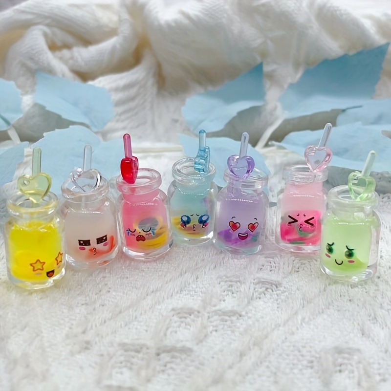 10pcs Simulation Resin Water Bottle Earring Charms Kawaii 3D Drink Keychain  Pendants Phone Accessory DIY Charm