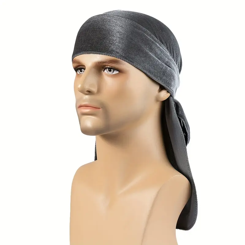 Velvet Durags For Men Long Tail Doo Rag Velvet Men Du Rag Bandana