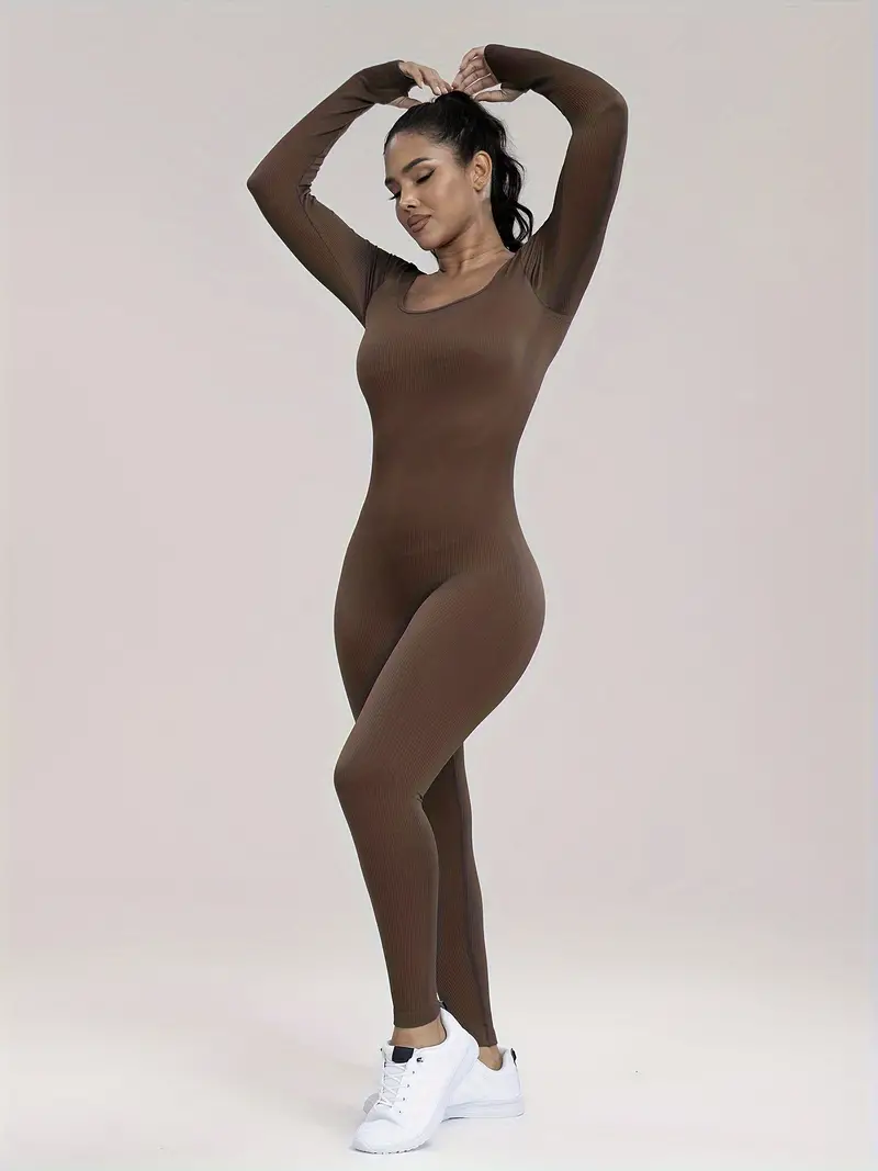 FRXSWW Women's Yoga Casual Slim Fit Solid Color Bodysuit Deep V