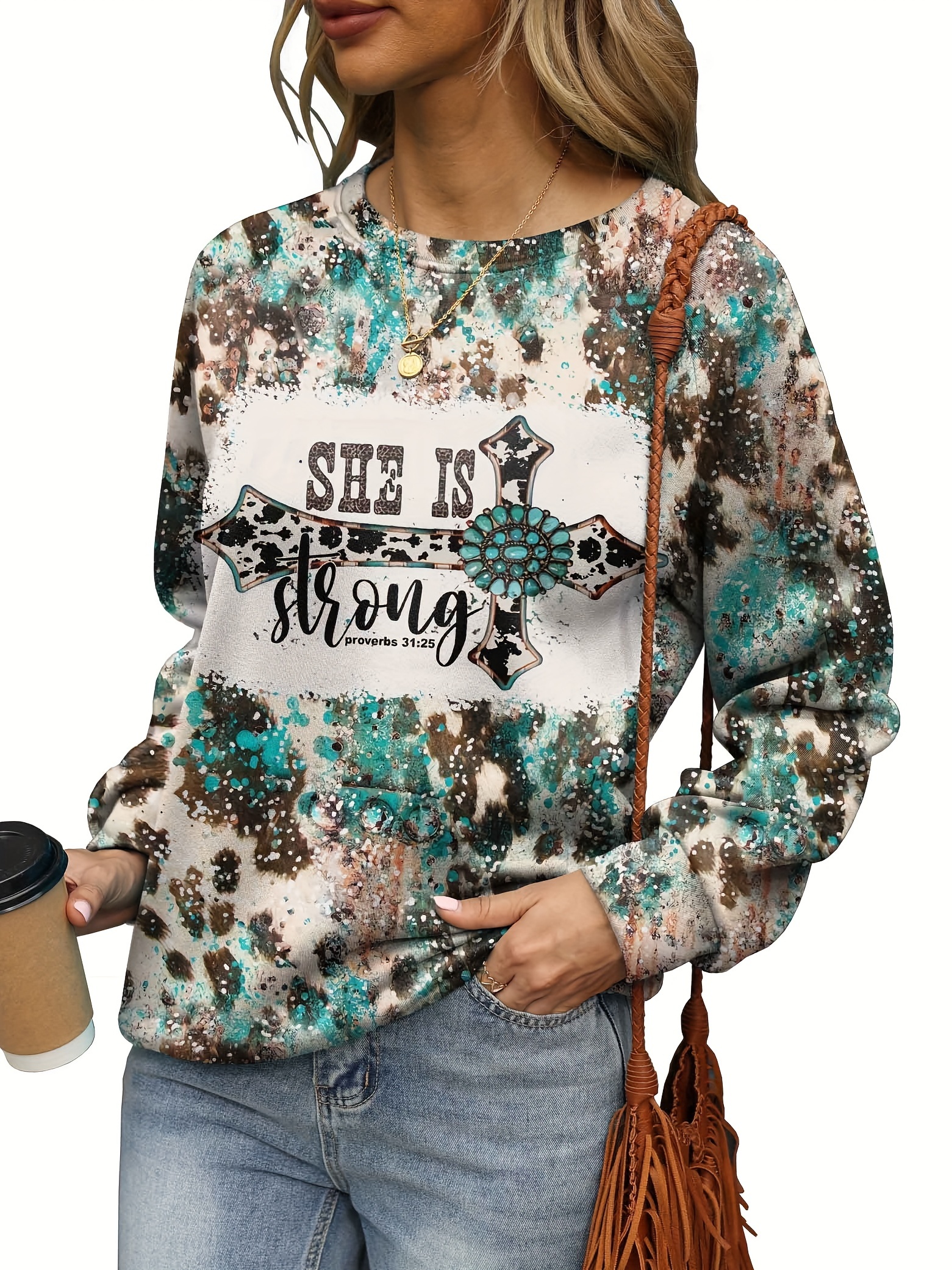 Graphic Leopard Print Pullover Sweatshirt Casual Raglan - Temu Canada