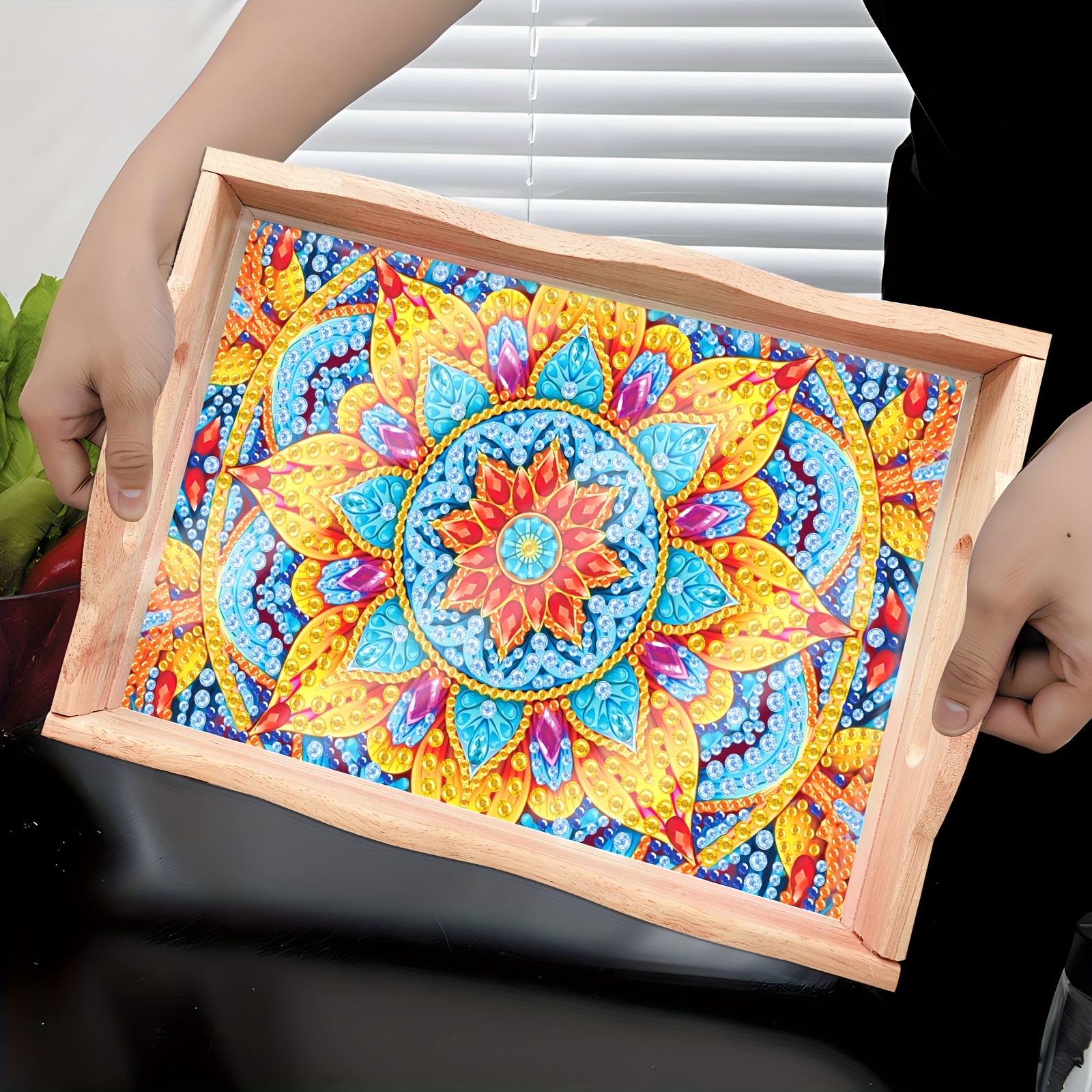 

1pc Simple Creative Sunflowers Diamond Painting Diy Handmade Dinner Plate For Home