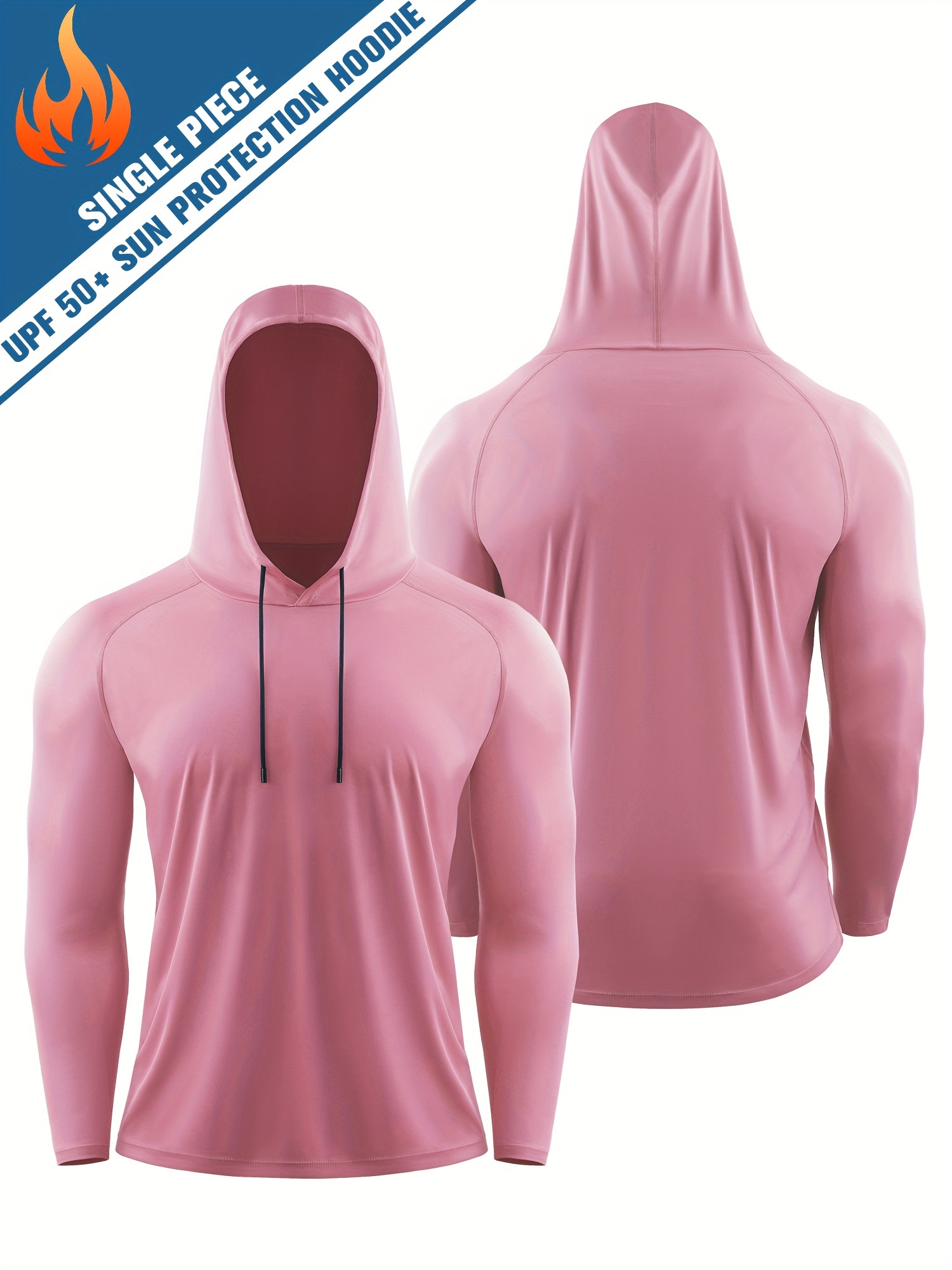 Men's Sun Protection Fit Hoodies, Breathable Anti-UV Long Sleeve Sweatshirt for Running Training Fishing Workout,Temu