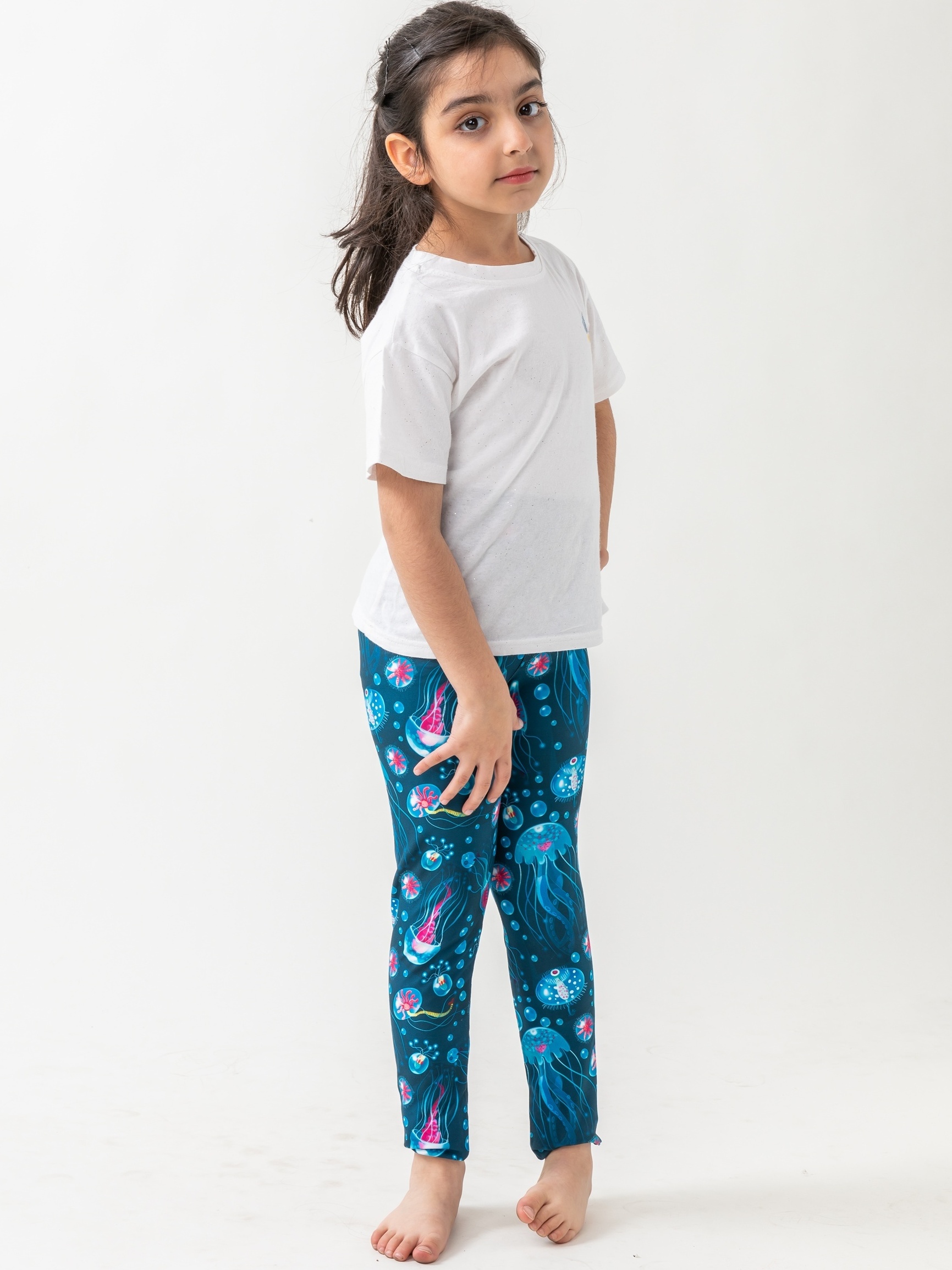 Toddler Girls Rainbow Fish Scale Graphic Stretch Casual Thin - Temu