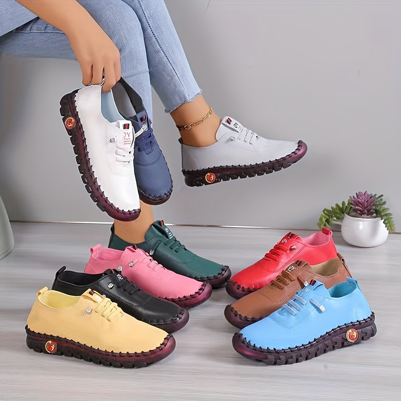 Women's Solid Color Casual Sneakers Slip Soft Sole Platform - Temu United  Kingdom