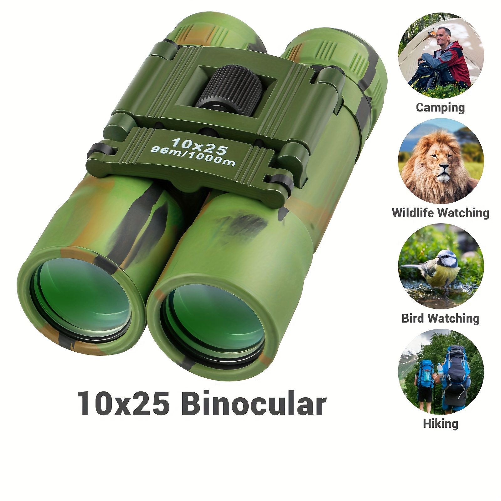 Binoculares pequeños de 30x60, potentes, plegables, adecuados para adultos,  niños, observación de aves, astronomía (negro)