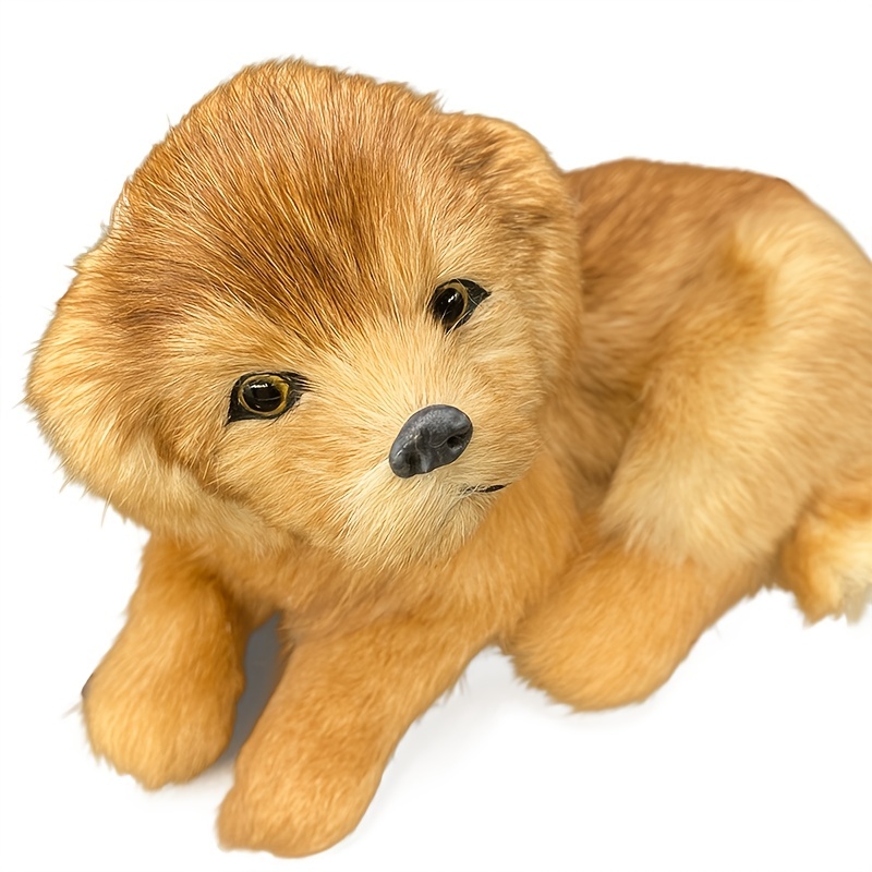 simulation animal dog model ornaments real fur golden retriever model home craft decorations holiday gifts childrens toys pet companion photography props 3