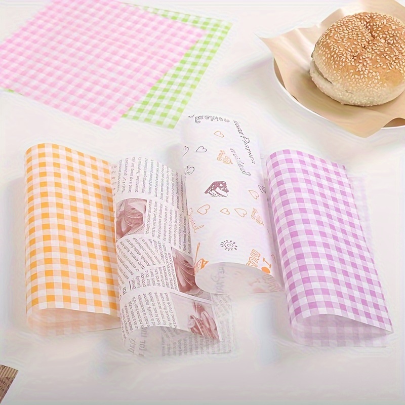 50pcs, Wax Papers, Food Wrapping Paper, Confectionery Mat Paper, Greaseproof  Paper, Baking Wax Paper, Printed Wrapping Paper, Oil And Water Resistant