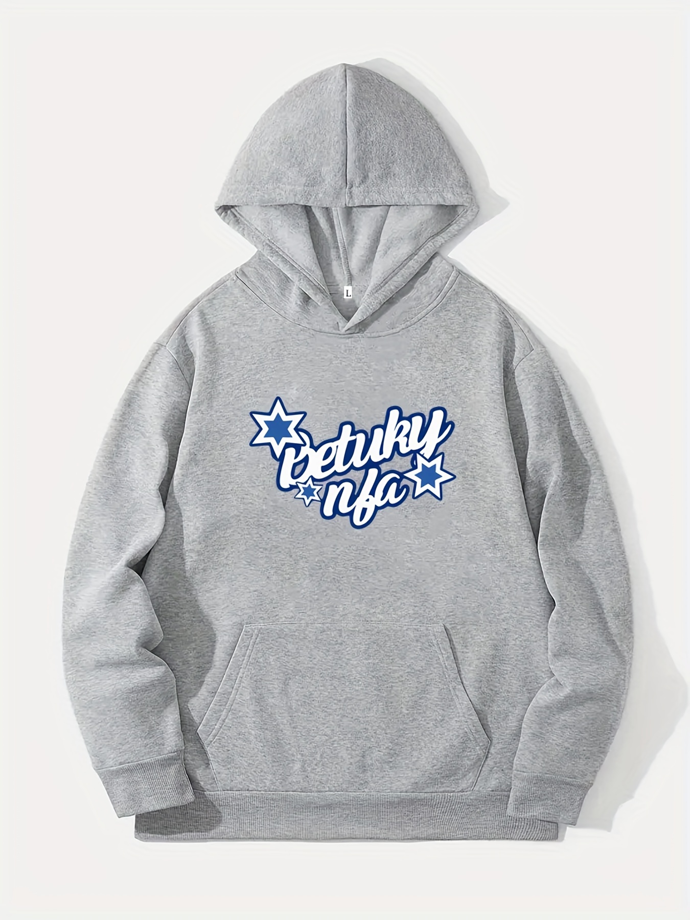 Grey Hoodie — Blue Stars