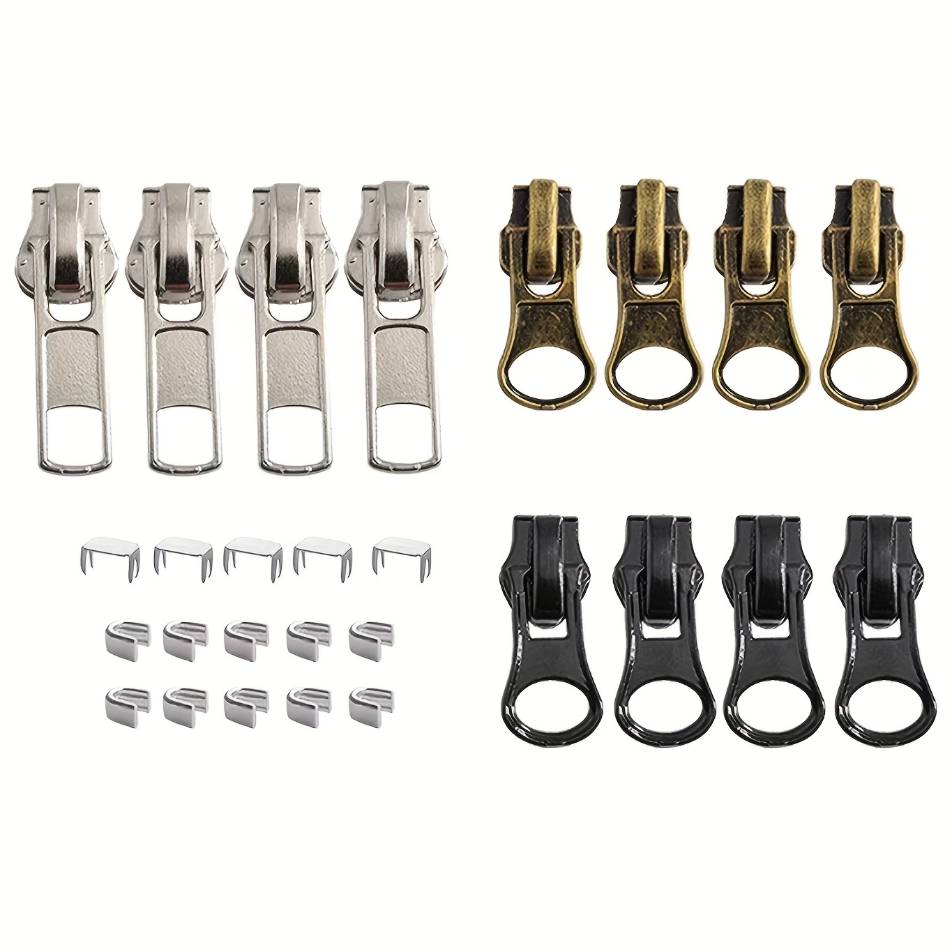 27pcs 5 Zipper Slider Repair Kits Black Bronze And Silvery Zipper Sliders  Zipper Pull Replacement For Metal Plastic And Nylon Coil Jacket Zippers, Shop Now For Limited-time Deals