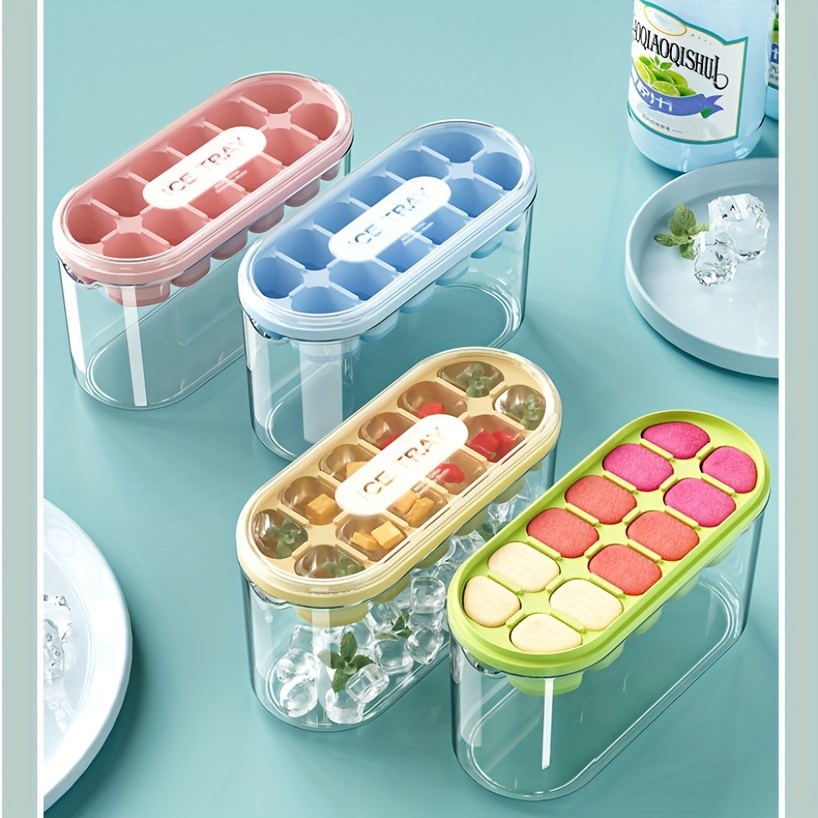 Convenient Ice Cube Tray With Lid And Bin Keep Your Drinks - Temu
