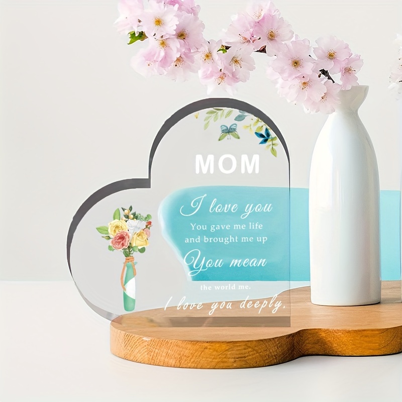  Mom Gift Dad Gift Mother in Law Gift Bonus Mom Gift Acrylic  Heart Mothers Dads Plaque Gifts Grateful Birthday Gifts for Mom Dad Acrylic  Best Mom Dad Sign Acrylic Heart Sign (