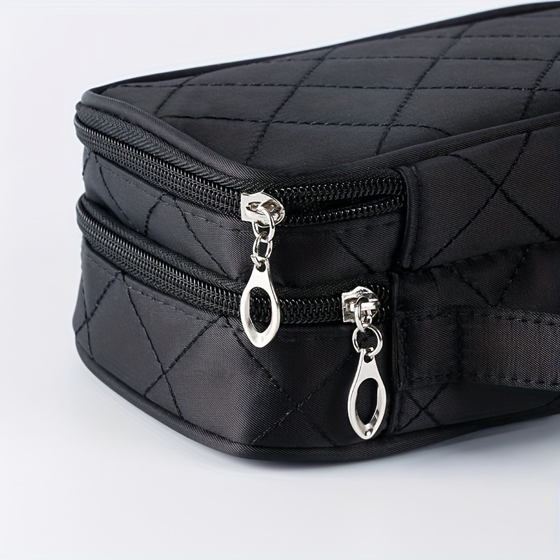 CHANEL black Nylon Cosmetics Makeup Pouch Zip Bag