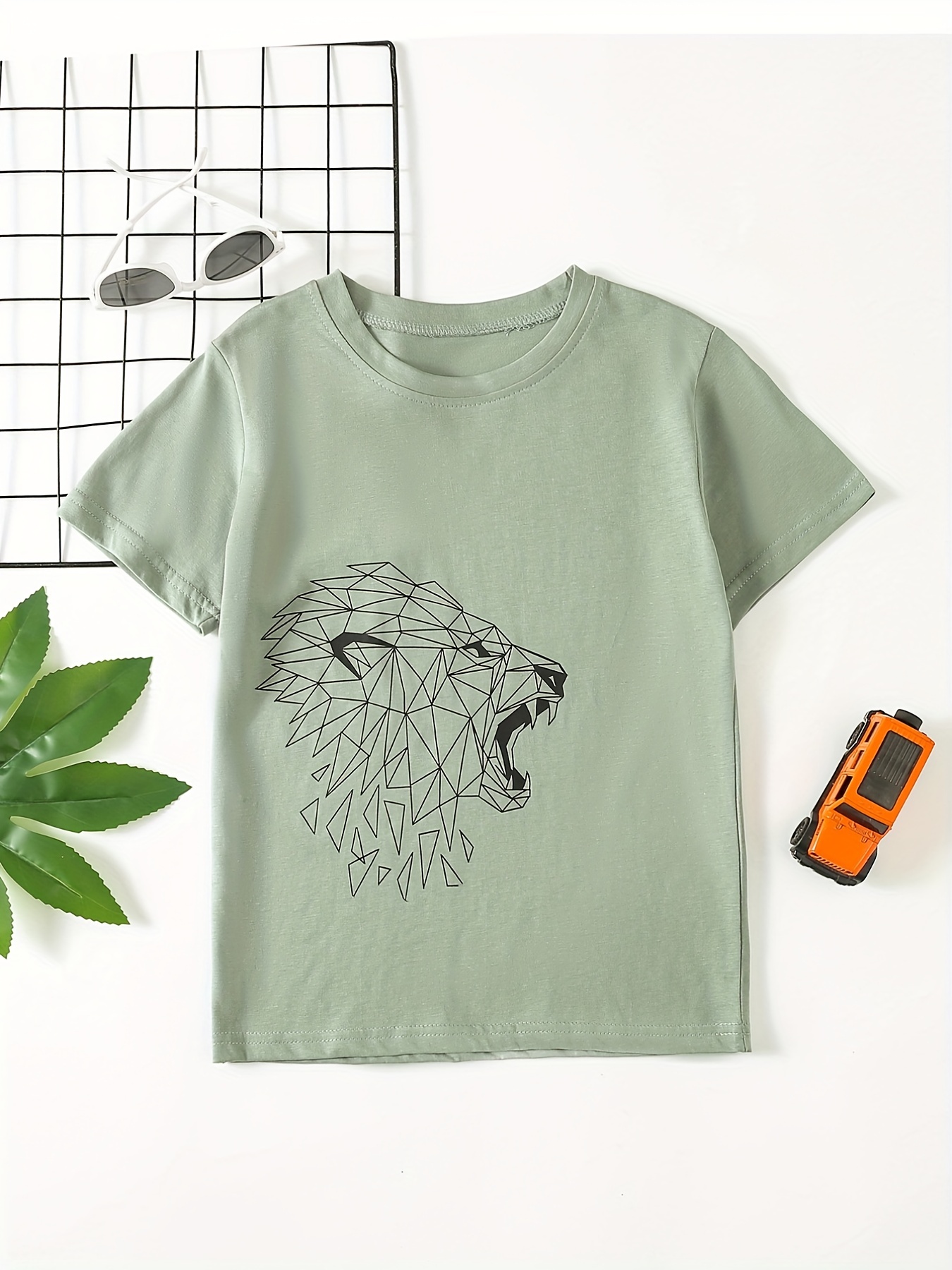 Cool Lion Print Round Neck Cotton T shirt Tees Tops Casual - Temu Norway