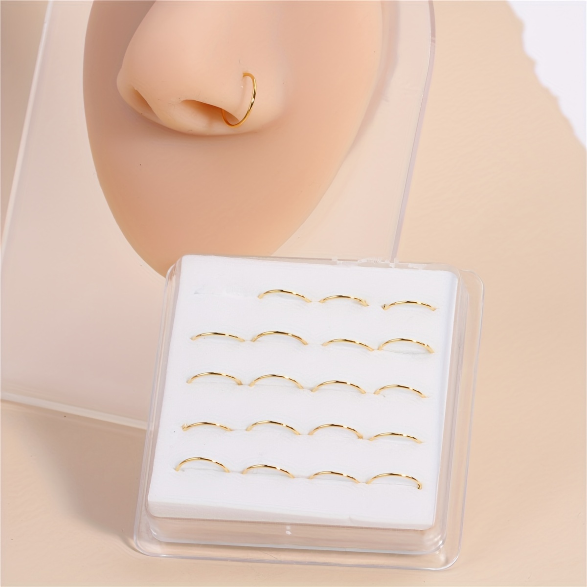 20 Pcs Copper Hoop Nose Ring Set, 18K Plated
