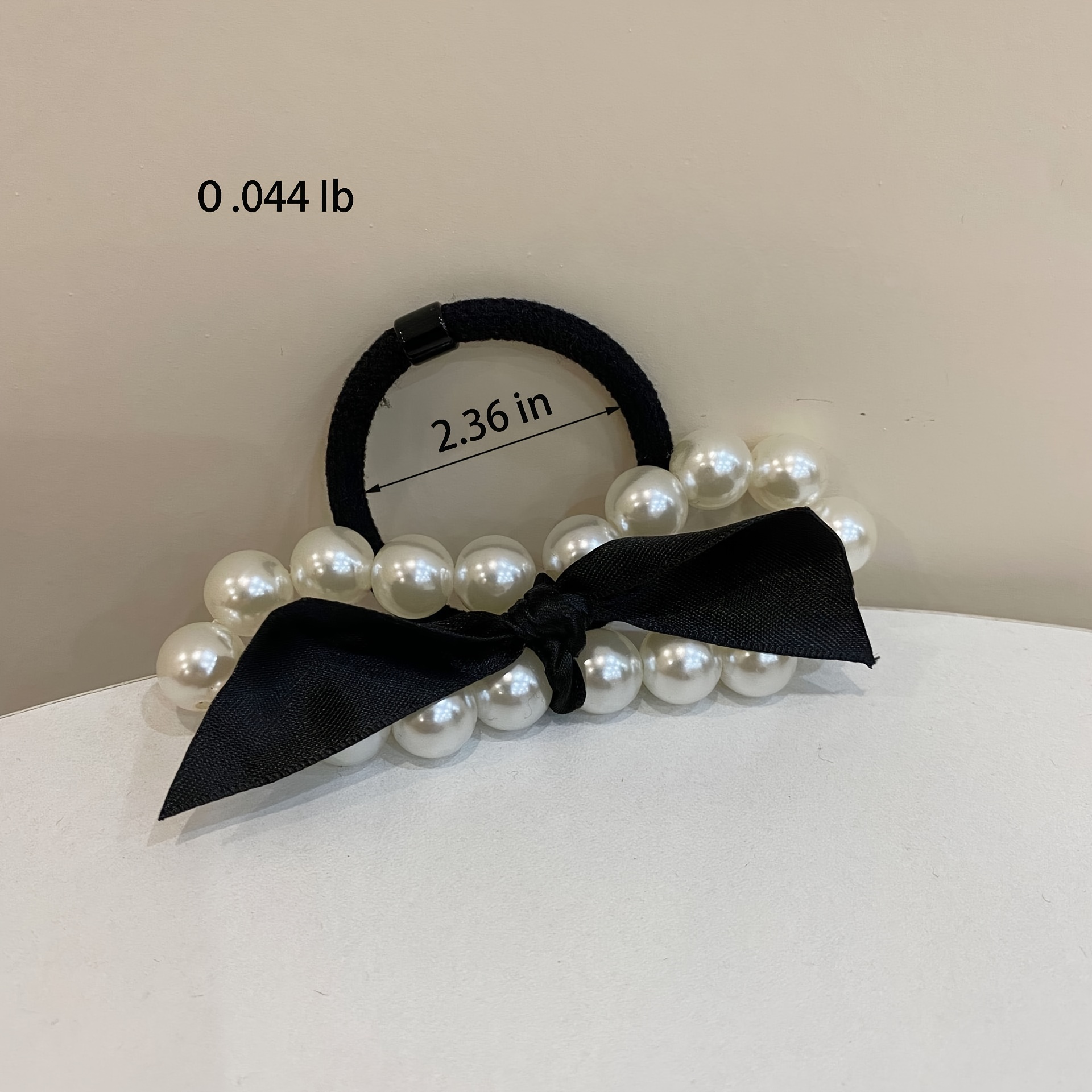 Ladies Pearl Bow Hair Tie Large Fashion Luxury Hair Rope Hair Accessories, Christmas Gifts,Temu