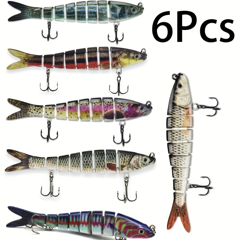 Realistic Fishing Lures 2 Treble Hooks Multi jointed - Temu