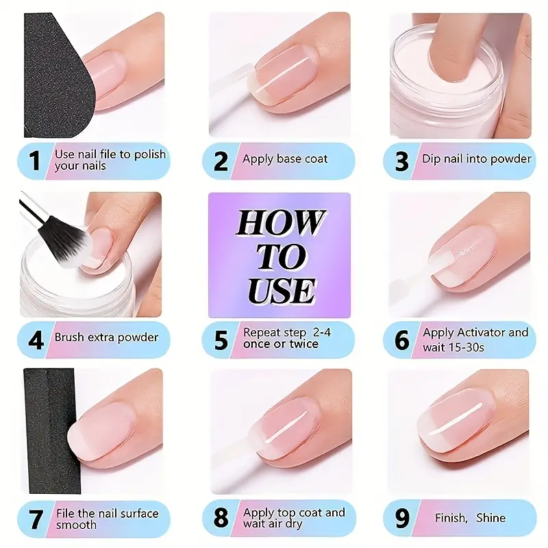 dip powder nail kit 8 colors gray nude white glitter with base top coat activator manicure tools dipping powder system  liquid set gifts for women details 5