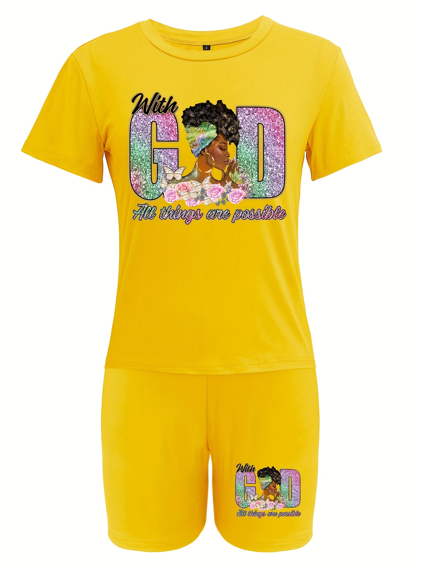 Casual Two Piece Set Matching T shirt & Biker Shorts Outfits