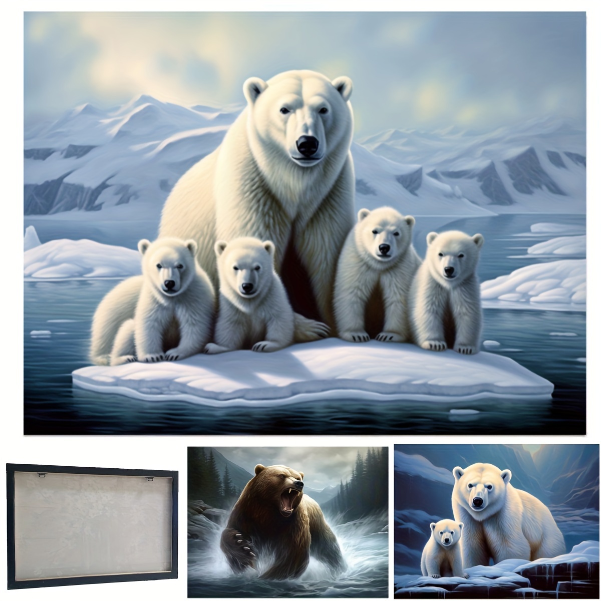 Living Wall Canvas Print Canvas Bear Office 1pc Art Wall | Poster Painting New Home Arctic Room Artwork Decor Framed Bedroom | Wall Users Polar Animal Decoration Bathroom For Shipping Free For