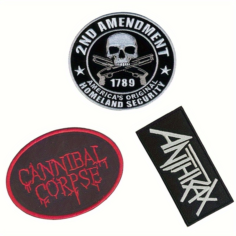 Skeleton Square Patches Cloth Patch Embroidered DIY Badges Iron On Punk Goth