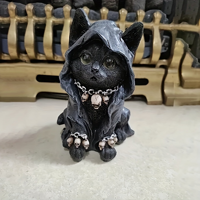 Black Cat Statue Gnome Statue Decor Garden Kitten Figurine - Temu
