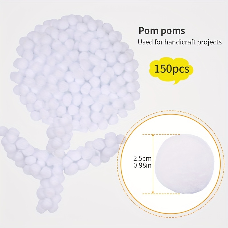 Pom Poms Arts And Crafts White Pom Poms Balls Pom Poms With - Temu
