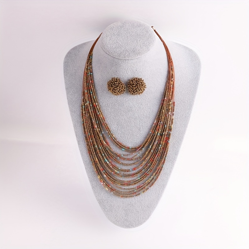 Bohemian Layer Rice Bead Necklace Set