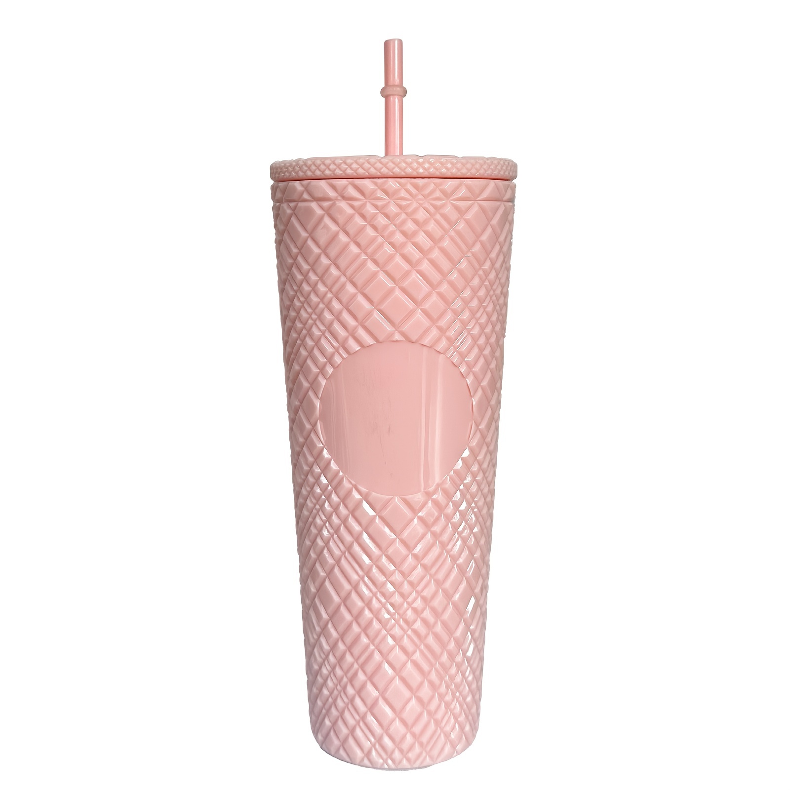Vaso para agua de 24 onzas con tapa y pajita con tapa y tapa a prueba de  fugas, uso perfecto para el vaso de café helado, vaso reutilizable (rosa