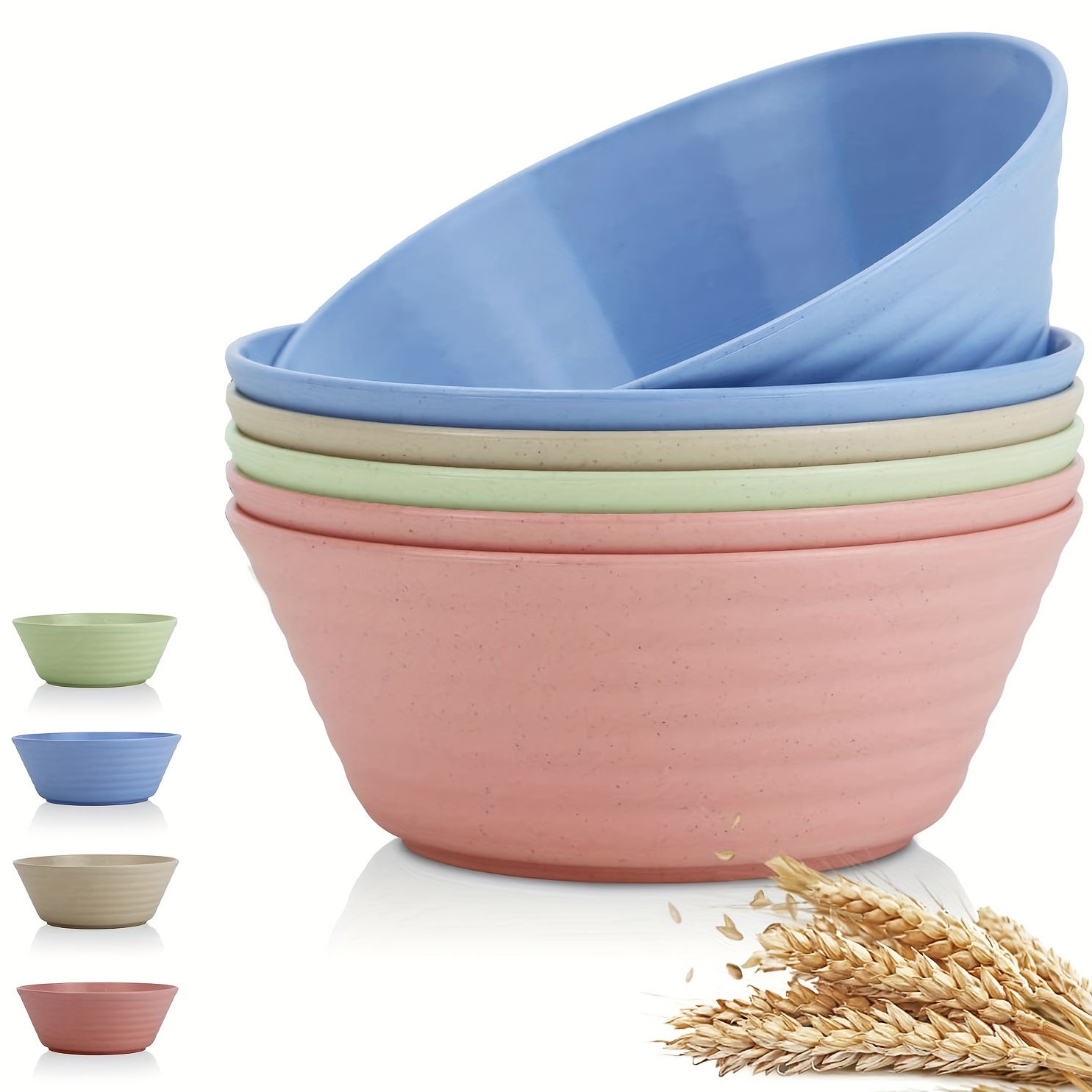 Lyon & Smith Microwave Bowl Set. All Natural Wheat Straw-4 Pack.  Non-Toxic/BPA Free/Eco-friendly. Reusable-Dishwasher Safe. Unbreakable. 36  oz Perfect