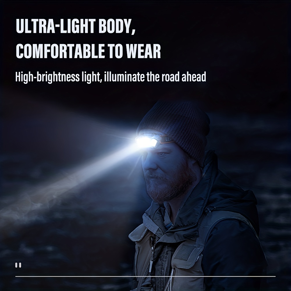 Lampe frontale LED rechargeable par USB avec capteur/sans capteur Batterie  intégrée Mini lumière de pêche montée sur la tête lumineuse 5 modes