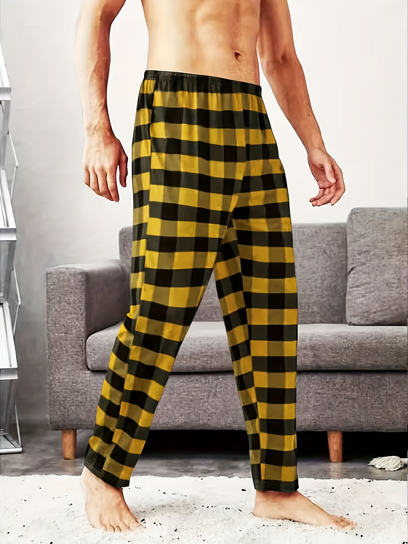 Women's Plaid Plush Pajama Pants Sleepwear Comfy Pajama with Pockets  Stretch Sleepwear Drawstring Pj Bottoms Pants Black at  Women's  Clothing store