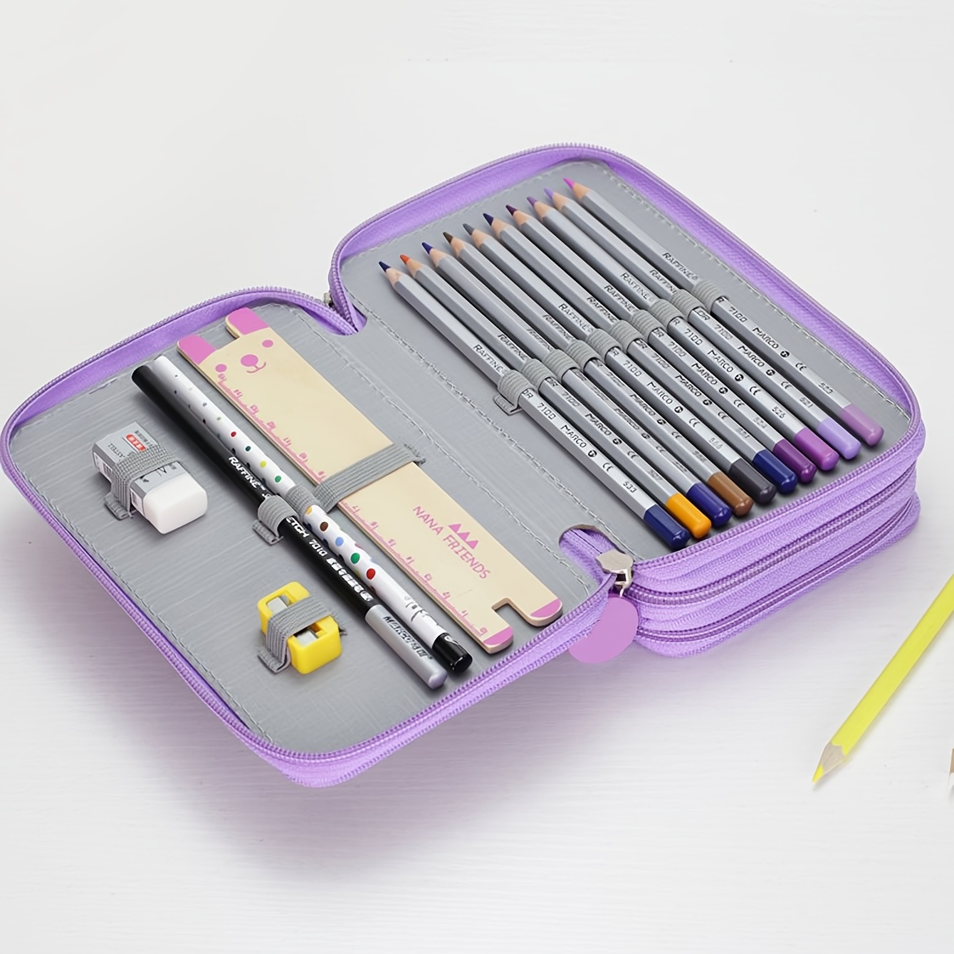 Purple Black Big Capacity Pen Pencil Case Large Cute Marker - Temu