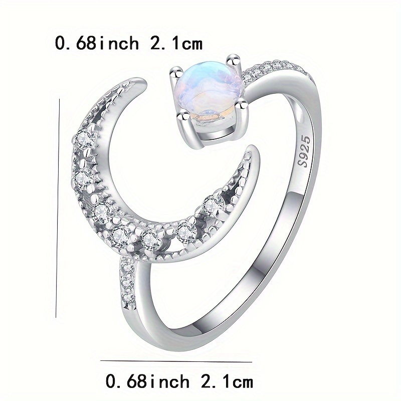 Moonstone Moon & Earth Adjustable Cuff Ring