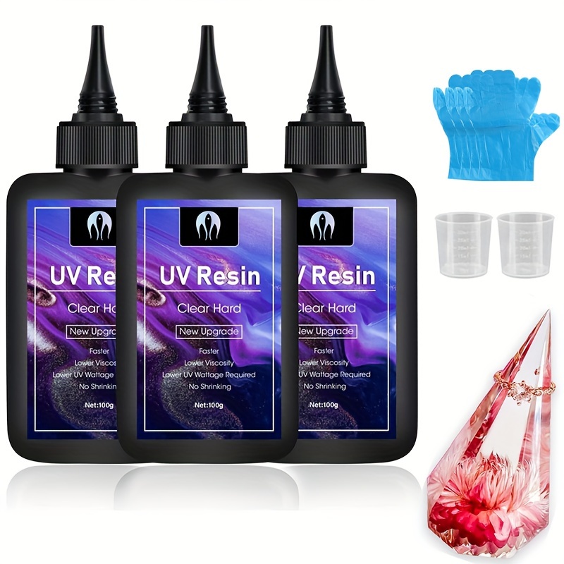 Résine UV avec Lampe UV 36W - 300g Résine Epoxy UV Transparent Faible Odeur  avec Lampe pour